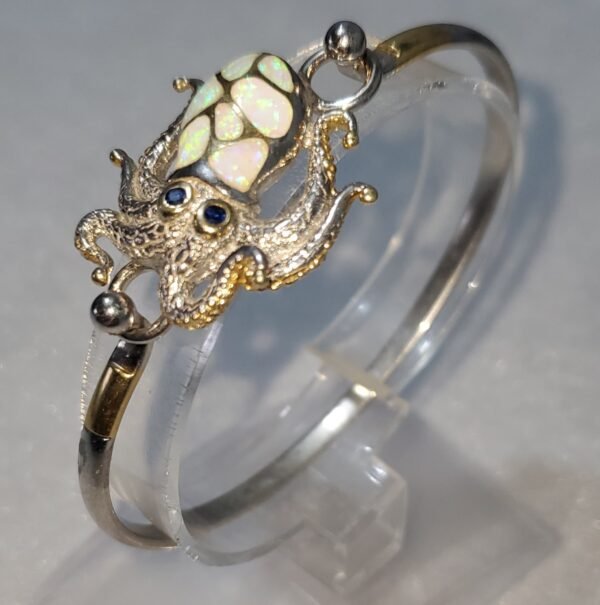 Pulsera Pulpo Kovel en Plata 925 con Ópalos y Zafiros Naturales 5 USD