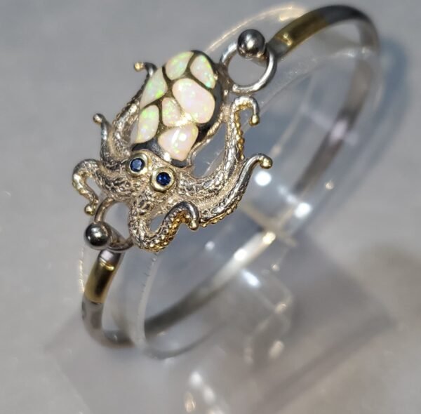 Pulsera Pulpo Kovel en Plata 925 con Ópalos y Zafiros Naturales 5 USD