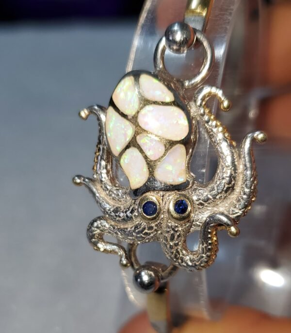 Pulsera Pulpo Kovel en Plata 925 con Ópalos y Zafiros Naturales 5 USD