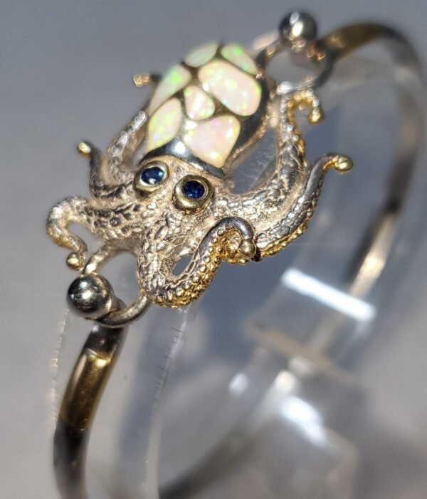 Pulsera Pulpo Kovel en Plata 925 con Ópalos y Zafiros Naturales 5 USD